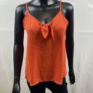 LOFT Outlet Camisole Top Strappy Tie Front V-Neck Chiffon Orange Size Small